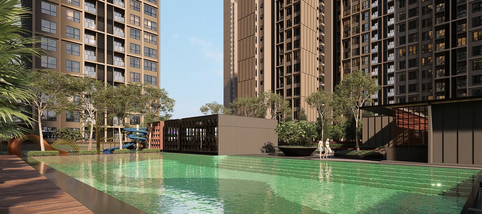 Swimming pool and landscaped facilities